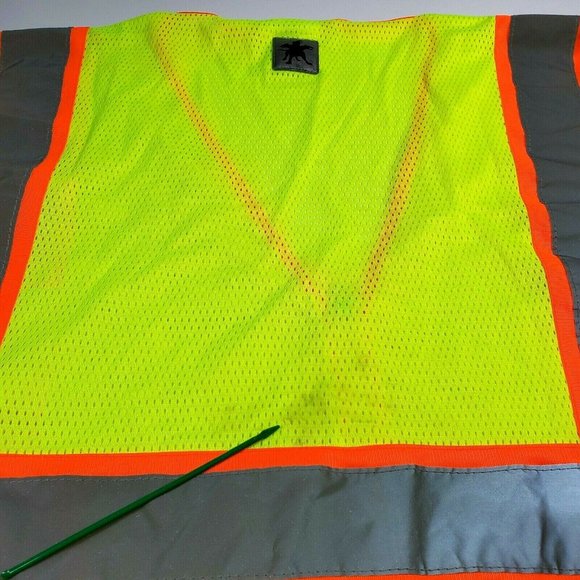 River City Zip up 2X Short Sleeve Reflective Safety Shirt Yellow - Silver/Orange - Picture 9 of 9